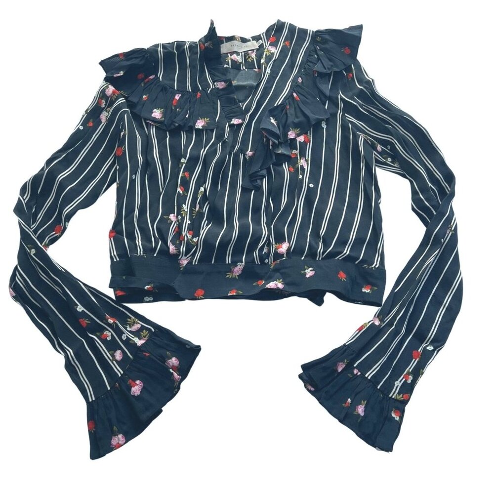 PREEN LINE Ruffle Bell Sleeve Top in Black